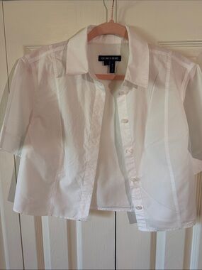 Veronica Beard White Short-Sleeve Button-Front Shirt